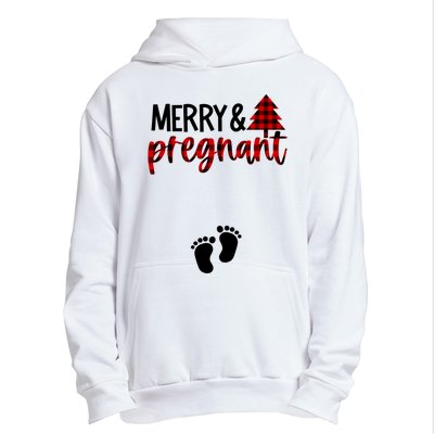 Merry And Bright Pregnant Christmas Pregnancy Announcement Urban Pullover Hoodie