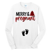 Merry And Bright Pregnant Christmas Pregnancy Announcement Tall Long Sleeve T-Shirt