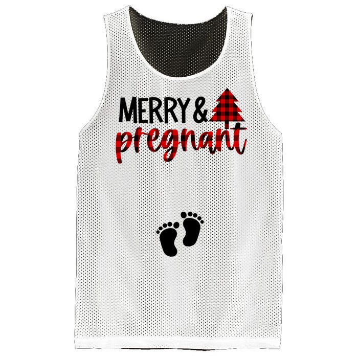 Merry And Bright Pregnant Christmas Pregnancy Announcement Mesh Reversible Basketball Jersey Tank