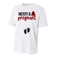 Merry And Bright Pregnant Christmas Pregnancy Announcement Performance Sprint T-Shirt