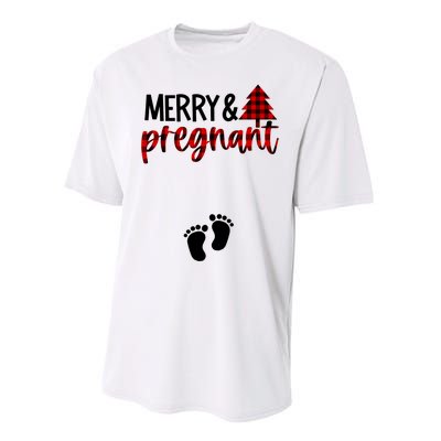 Merry And Bright Pregnant Christmas Pregnancy Announcement Performance Sprint T-Shirt