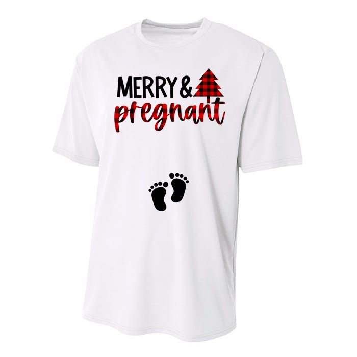 Merry And Bright Pregnant Christmas Pregnancy Announcement Performance Sprint T-Shirt