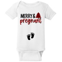 Merry And Bright Pregnant Christmas Pregnancy Announcement Baby Bodysuit