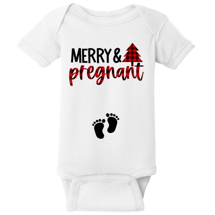 Merry And Bright Pregnant Christmas Pregnancy Announcement Baby Bodysuit