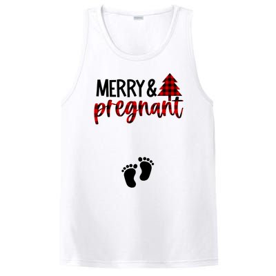 Merry And Bright Pregnant Christmas Pregnancy Announcement PosiCharge Competitor Tank