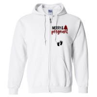 Merry And Bright Pregnant Christmas Pregnancy Announcement Full Zip Hoodie