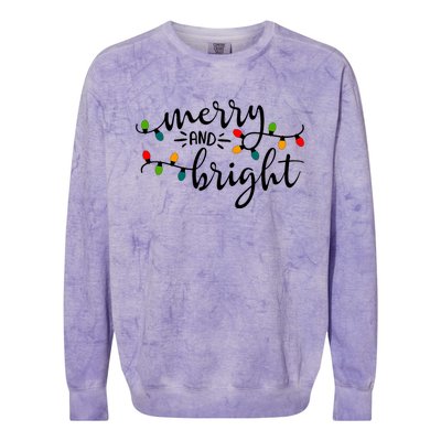 Merry And Bright Christmas 2021 Lights Xmas Family Holiday Colorblast Crewneck Sweatshirt