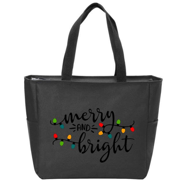 Merry And Bright Christmas 2021 Lights Xmas Family Holiday Zip Tote Bag