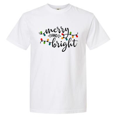 Merry And Bright Christmas 2021 Lights Xmas Family Holiday Garment-Dyed Heavyweight T-Shirt