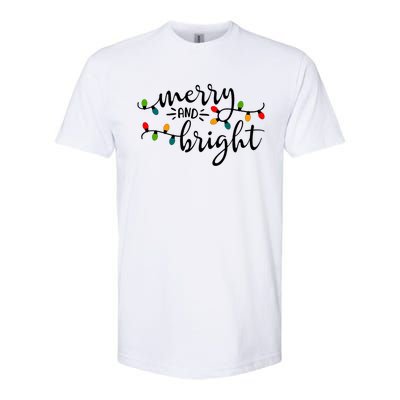 Merry And Bright Christmas 2021 Lights Xmas Family Holiday Softstyle CVC T-Shirt