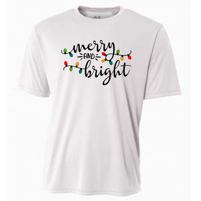 Merry And Bright Christmas 2021 Lights Xmas Family Holiday Cooling Performance Crew T-Shirt