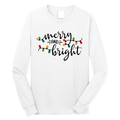 Merry And Bright Christmas 2021 Lights Xmas Family Holiday Long Sleeve Shirt