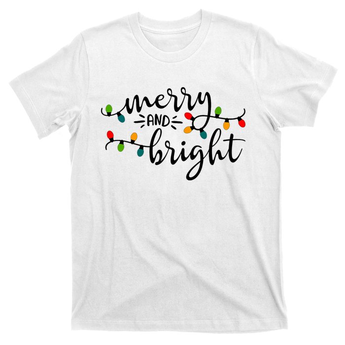 Merry And Bright Christmas 2021 Lights Xmas Family Holiday T-Shirt