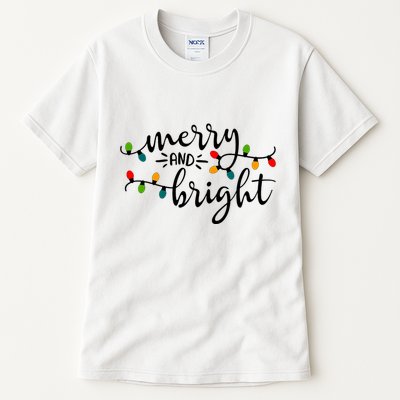 Merry And Bright Christmas 2021 Lights Xmas Family Holiday Tall T-Shirt