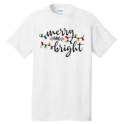 Merry And Bright Christmas 2021 Lights Xmas Family Holiday Tall T-Shirt