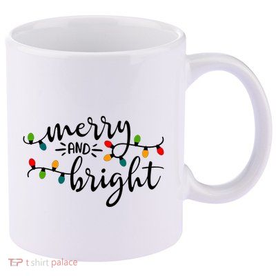 Merry And Bright Christmas 2021 Lights Xmas Family Holiday 11oz C Handle Ceramic Mug