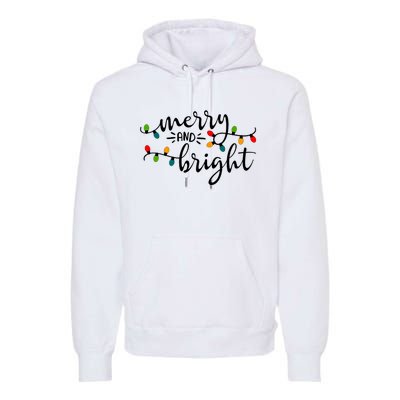 Merry And Bright Christmas 2021 Lights Xmas Family Holiday Premium Hoodie