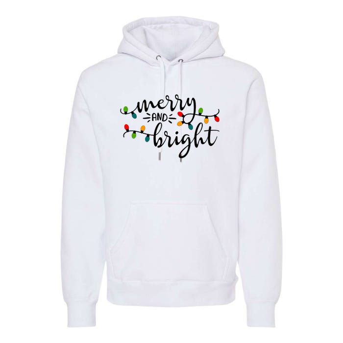 Merry And Bright Christmas 2021 Lights Xmas Family Holiday Premium Hoodie