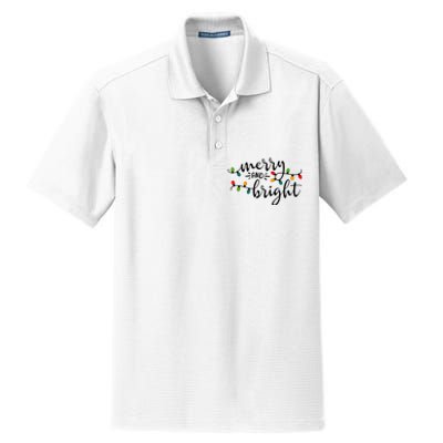 Merry And Bright Christmas 2021 Lights Xmas Family Holiday Dry Zone Grid Polo