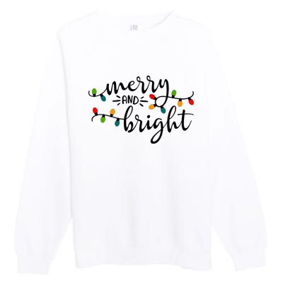 Merry And Bright Christmas 2021 Lights Xmas Family Holiday Premium Crewneck Sweatshirt