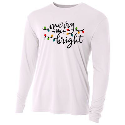 Merry And Bright Christmas 2021 Lights Xmas Family Holiday Cooling Performance Long Sleeve Crew