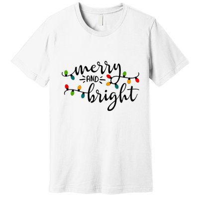 Merry And Bright Christmas 2021 Lights Xmas Family Holiday Premium T-Shirt