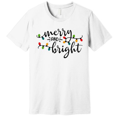 Merry And Bright Christmas 2021 Lights Xmas Family Holiday Premium T-Shirt