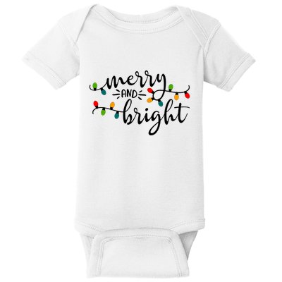 Merry And Bright Christmas 2021 Lights Xmas Family Holiday Baby Bodysuit