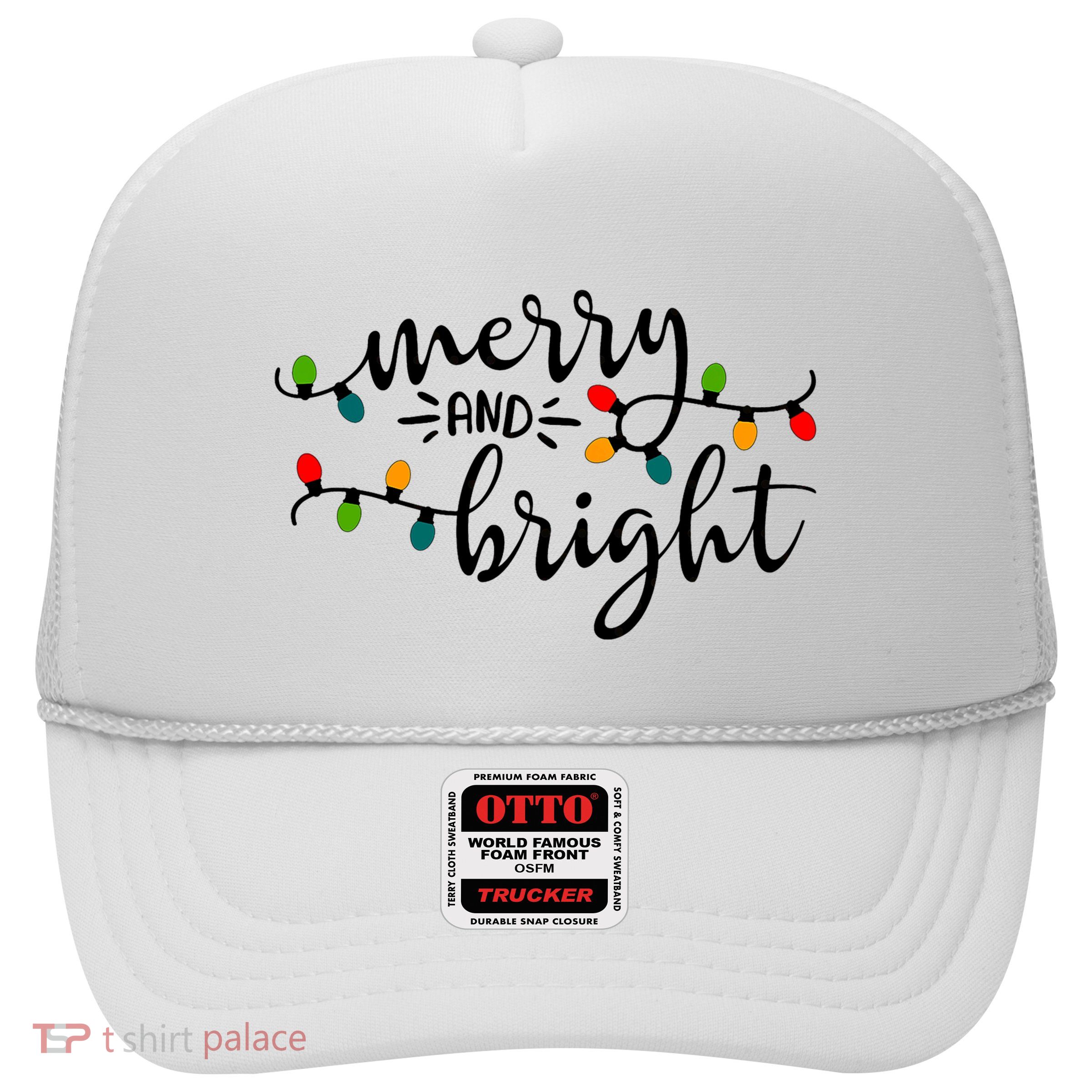 Merry And Bright Christmas 2021 Lights Xmas Family Holiday Trucker Hat