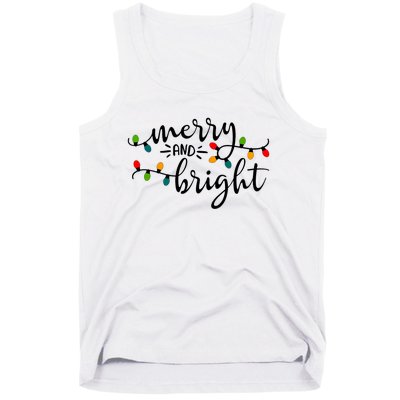 Merry And Bright Christmas 2021 Lights Xmas Family Holiday Tank Top