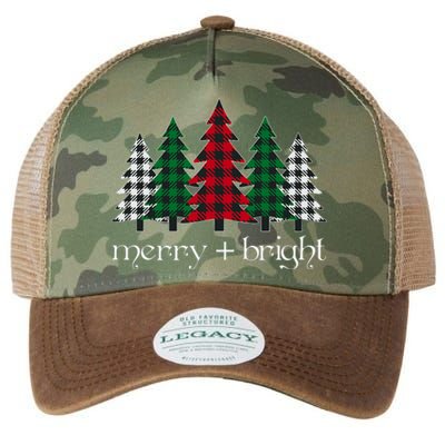 Merry And Bright Red Buffalo Plaid Christmas Trees Legacy Tie Dye Trucker Hat