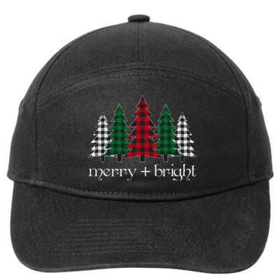 Merry And Bright Red Buffalo Plaid Christmas Trees 7-Panel Snapback Hat