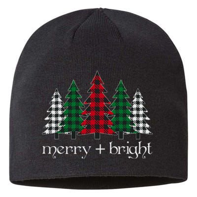 Merry And Bright Red Buffalo Plaid Christmas Trees Sustainable Beanie