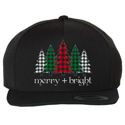 Merry And Bright Red Buffalo Plaid Christmas Trees Wool Snapback Cap