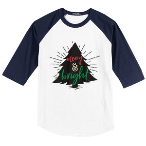 Merry And Bright Christmas Carol Holiday Party Singing Tree Baseball Sleeve Shirt