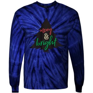 Merry And Bright Christmas Carol Holiday Party Singing Tree Tie-Dye Long Sleeve Shirt