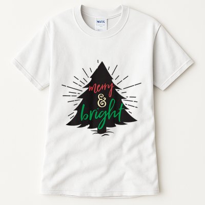 Merry And Bright Christmas Carol Holiday Party Singing Tree Tall T-Shirt