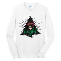 Merry And Bright Christmas Carol Holiday Party Singing Tree Tall Long Sleeve T-Shirt