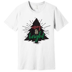 Merry And Bright Christmas Carol Holiday Party Singing Tree Premium T-Shirt