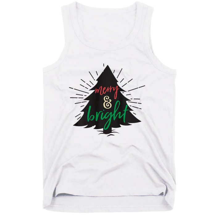 Merry And Bright Christmas Carol Holiday Party Singing Tree Tank Top