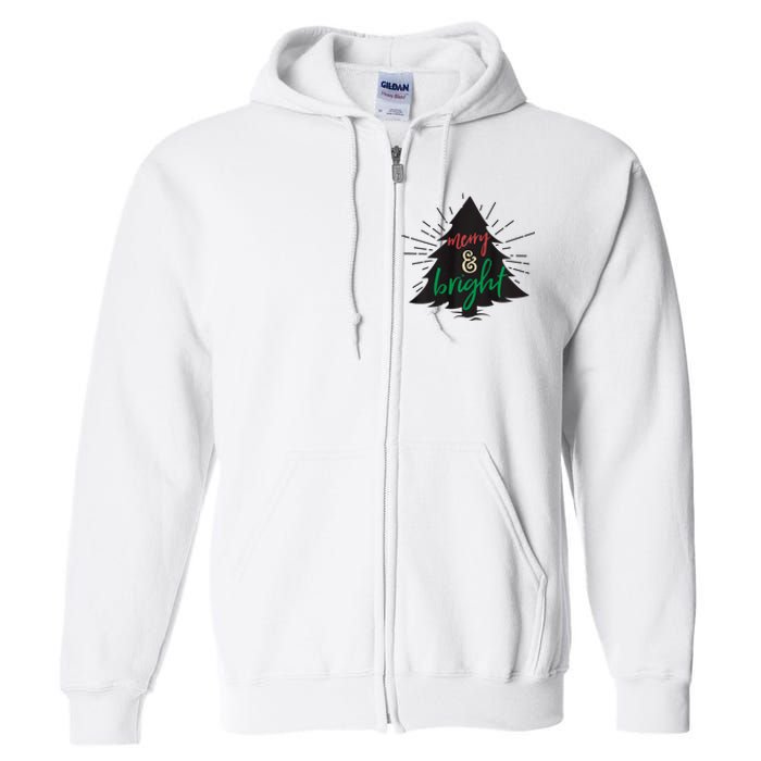 Merry And Bright Christmas Carol Holiday Party Singing Tree Full Zip Hoodie