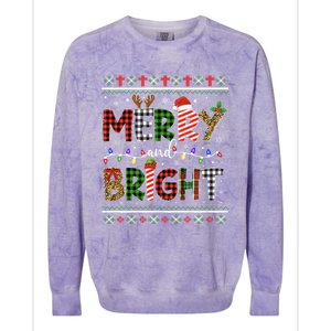 Merry And Bright Buffalo Red Plaid Family Christmas Matching Colorblast Crewneck Sweatshirt