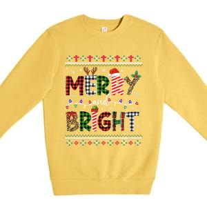 Merry And Bright Buffalo Red Plaid Family Christmas Matching Premium Crewneck Sweatshirt