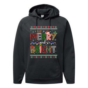 Merry And Bright Buffalo Red Plaid Family Christmas Matching Performance Fleece Hoodie