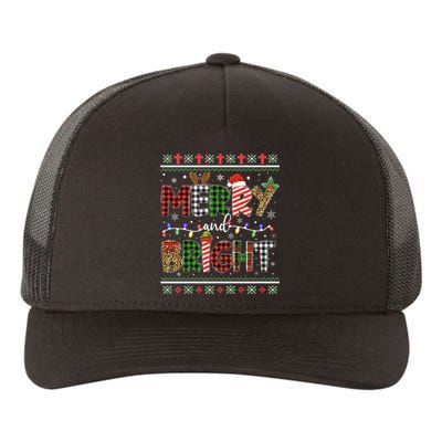 Merry And Bright Buffalo Red Plaid Family Christmas Matching Yupoong Adult 5-Panel Trucker Hat