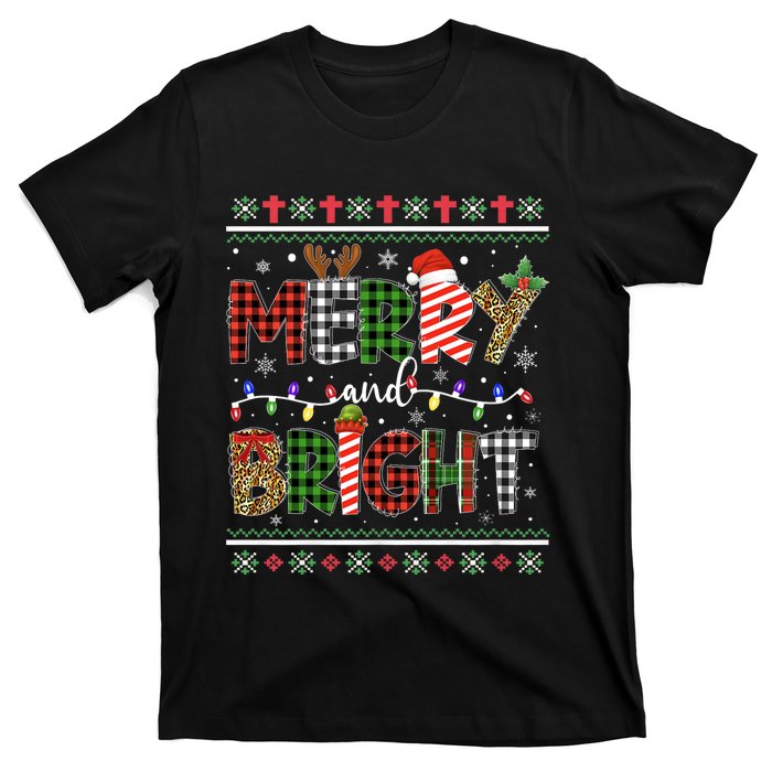 Merry And Bright Buffalo Red Plaid Family Christmas Matching T-Shirt