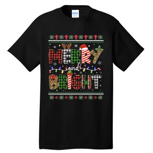 Merry And Bright Buffalo Red Plaid Family Christmas Matching Tall T-Shirt