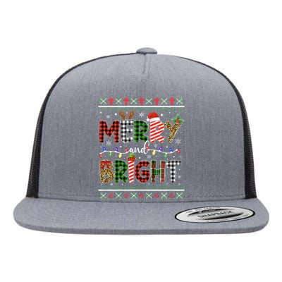 Merry And Bright Buffalo Red Plaid Family Christmas Matching Flat Bill Trucker Hat