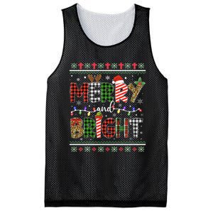 Merry And Bright Buffalo Red Plaid Family Christmas Matching Mesh Reversible Basketball Jersey Tank