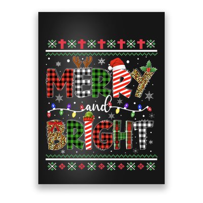 Merry And Bright Buffalo Red Plaid Family Christmas Matching Poster